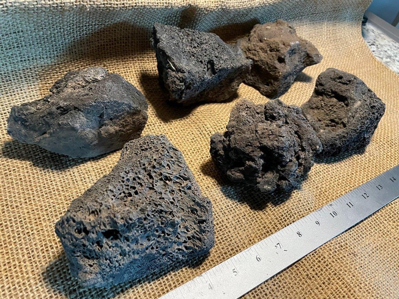 6 Large, Black Lava Rocks – Perfect for Aquariums, Terrariums, Succulents