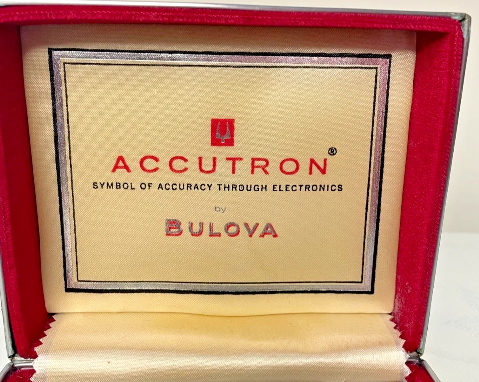Reloj Bulova Accutron Vintage Caja Presentación Forro Fieltro #214 Solo Caja Interior Foto 3 de 4