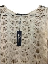 Loliveverte Women's  M/L White Scalloped Knit  scoop Neck Jumper  BNWT