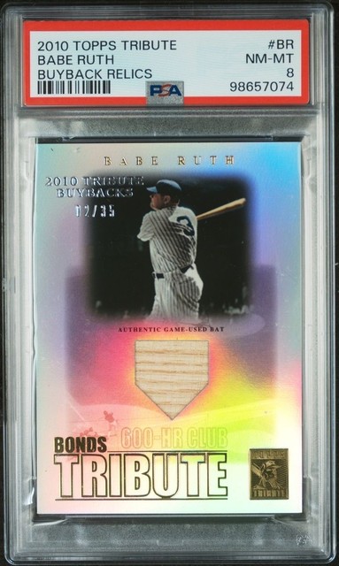 2010 Topps Tribute BABE RUTH Bonds Tribute Buyback Bat 2/35 PSA 8 NM-MT