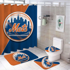 Baseball Team Sport Mets Shower Curtain Bathroom set