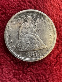 1875 s twenty cent piece 20c Reeded Edge