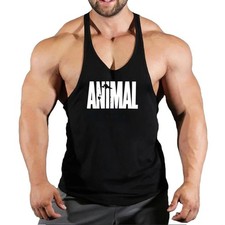 Men s Fitness Tank Top Bodybuilding Gym Shirt Muscle Tee Cotton Singlet Workout