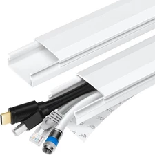 TV Cable Hider - 62.8in PVC Cord Management Wall, Large, White 