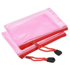 6 Pack Mesh Zipper Bags A6 Mesh File Pockets Plastic Document Pouch Red
