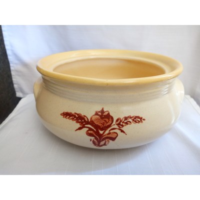 HULL OVEN PROOF CASSEROLE POT & SERVE SPROUTS 2 QUART BEIGE 3.25'' X 8'' NO COVER 