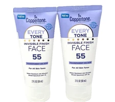 Coppertone Every Tone Invisible Finish Face Sunscreen SPF 55 Expires 9/25-2 PACK