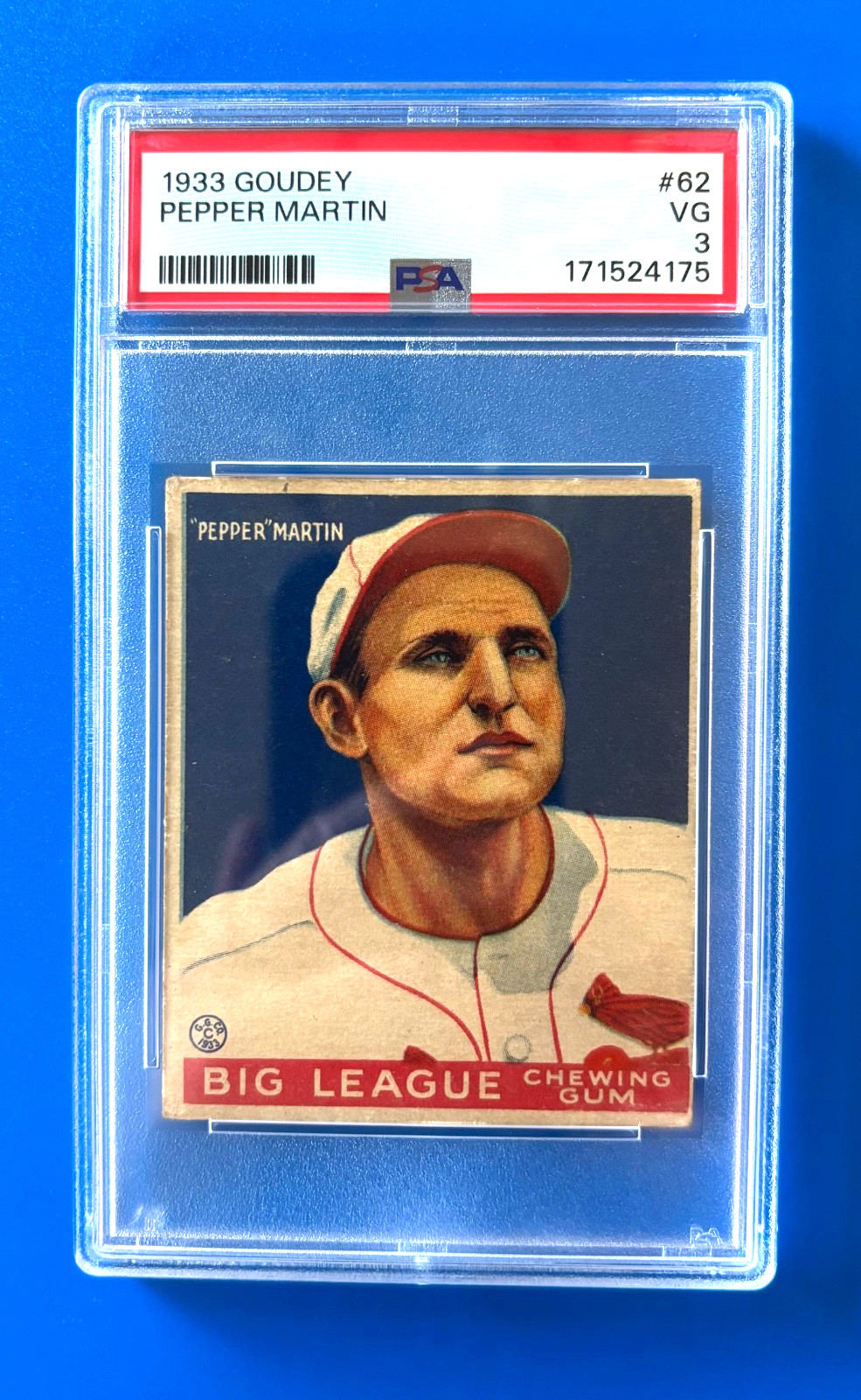 1933 Goudey Pepper Martin #62 PSA 3 VG view 1