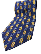 VALENTINO made in ITALY 100 Silk Tie Men's Blue Gold Brown Necktie NEW
