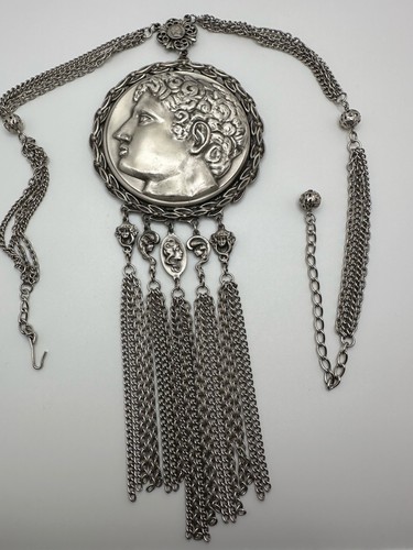 "Collar vintage grande de plata con medallón de laurel de 20""" - Imagen 4 de 12