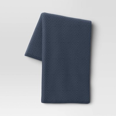 Threshold Oversized Recycled Knit Throw Blanket, Midweight, Blue, Machine