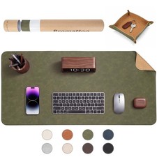 Premium Faux Leather Desk Mat  Tray Set  Innovative Cork-Look Printed Base  Gi...