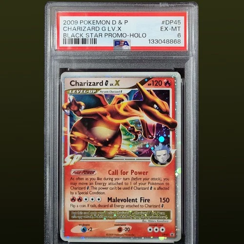 2009 POKEMON DIAMOND & PEARL BLACK STAR PROMO DP45 CHARIZARD G LV.X HOLO PSA 6