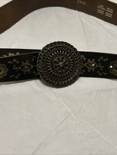 Vintage Canadian-made genuine leather belt Women s 38 Dark Brown/Black