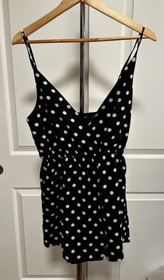 NWT Super Down Halter dress black white polka dot v-neck Skort Skirt Midi Short