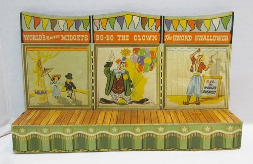 MARX SUPER CIRCUS PLAYSET 1950's TIN LITHO SIDESHOW STAGE FREAKS VINTAGE #2