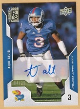 2008 UPPER DECK AQIB TALIB DRAFT EDITION CERTIFIED AUTOGRAPH CARD #7 S/N 04/25