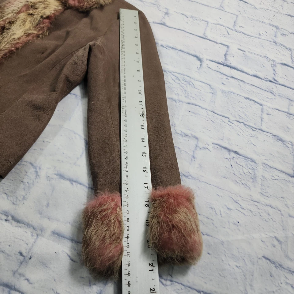 Chaqueta de Cuero BEBE MUJER TALLA S Recortada Teñida Piel de Conejo DE COLECCIÓN Y2K Foto 3 de 4