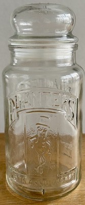 Planters Nuts 75th Anniversary  Glass Jar Canister Advertising Collectible Lid
