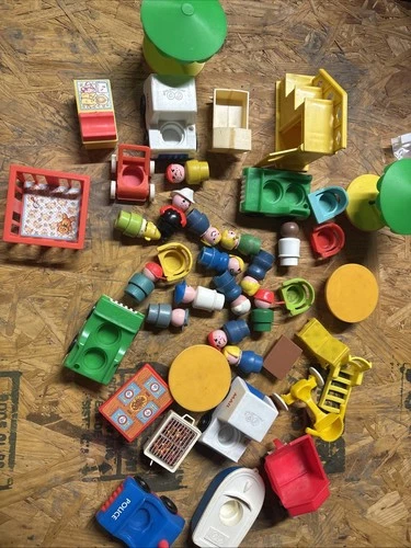 Lot of 40 Vintage Fisher-Price Little People-Furniture,Vehicles,Figures, Animals