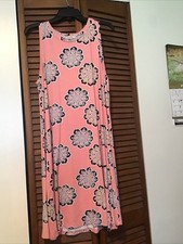 Loft Women’s Sleeveless Summer  Size L Dress Pink With Multi Colored Flowers