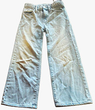 Old Navy Girls Size 8 High Rise Baggy Wide Leg, Light Wash Jeans Adj. Waist