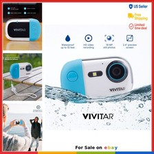 Underwater Digital Camera 18MP HD Video Waterproof to 10 Feet LED Flash Blue
