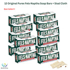 Purex -12 Fels-Naptha Laundry Soap Bars 5oz+2 Sisal Pouches Stain Remover Bundle