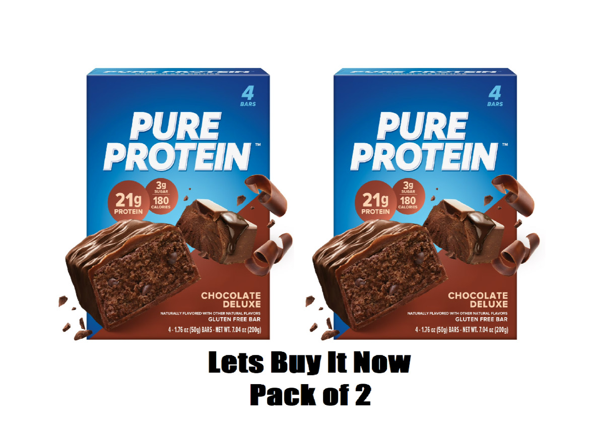 Pure Protein Bars, Chocolate Deluxe, 21g Protein, Gluten Free, 1.76 oz Pack of 2