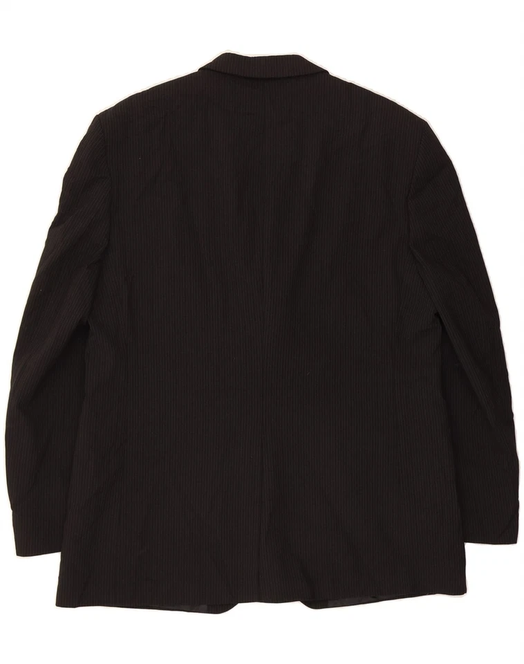 PIERRE CARDIN Mens 3 Button Blazer Jacket UK 44 2XL Black Pinstripe Wool CV07 - Image 2 of 3