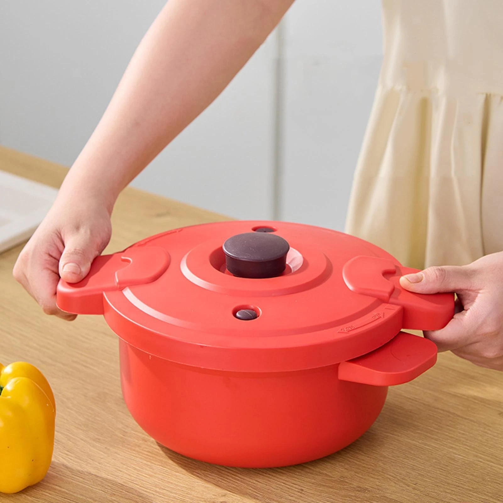 Microwave Pressure Cooker Cookware Fireless Anti Scald Handle Kitchenware Heat
