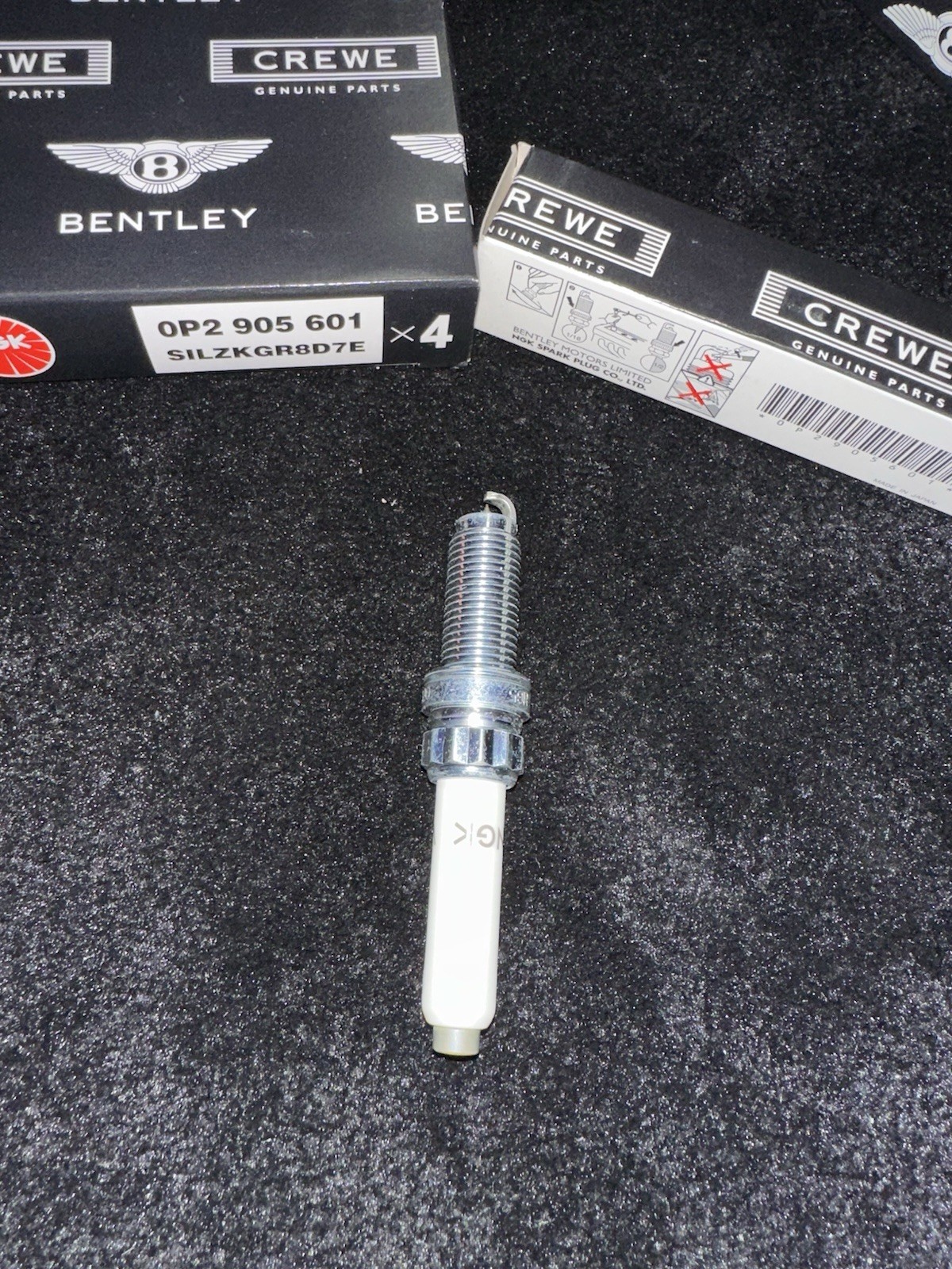 Genuine Bentley / NGK Spark Plugs Set (8x) — Part # 0P2 905 601 / SILZKGR8D7E