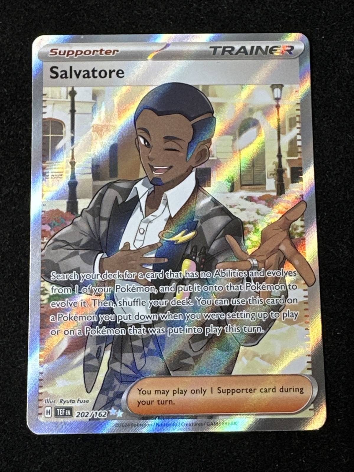 Salvatore 202/162 Temporal Forces Full Art Trainer Ultra Rare Pokemon Card NM