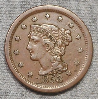 Nice 1853 Braided Hair Large Cent