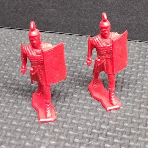 2PC Vintage 1950-60's Marx Ben Hur Playset Roman Soldier W/Sword Plastic Figure