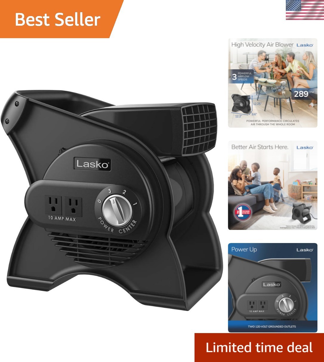 12&rdquo; Portable Blower Fan - 289 CFM, 270 Degree Pivoting, Lightweight & Efficient