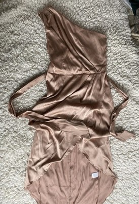 Baltic Born Dress Medium One Shoulder Celia Midi Champagne Beige Formal Evening
