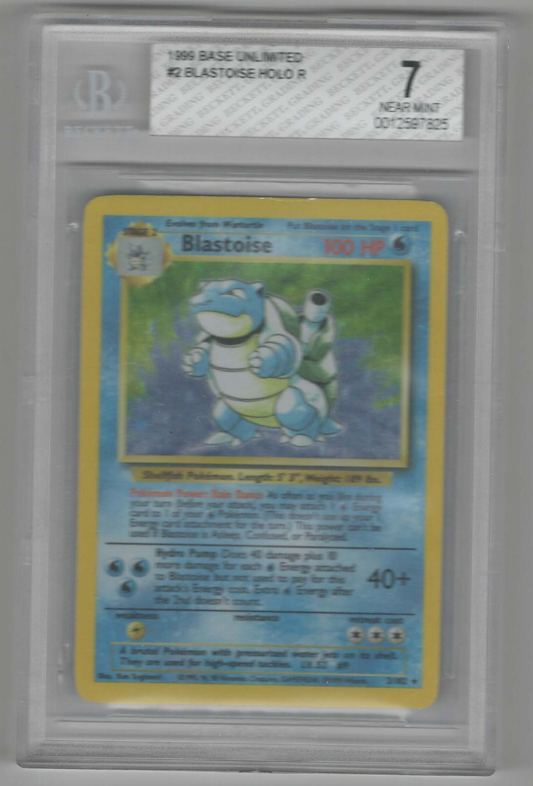 1999 Base Unlimited Blastoise Holo Rare R #2 BGS 7