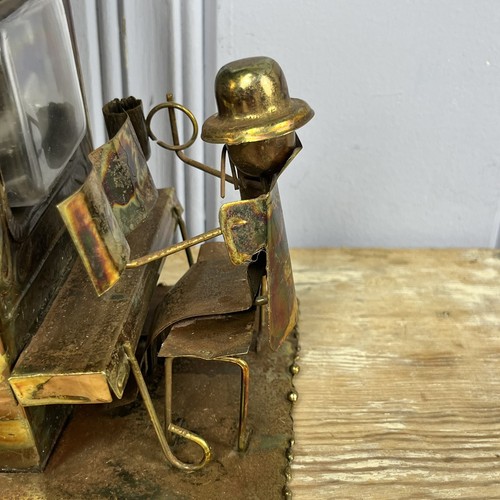 VTG Metal Sculpture Saloon Bar Piano Player Musician Windup Musical Entertainer - Picture 14 of 16