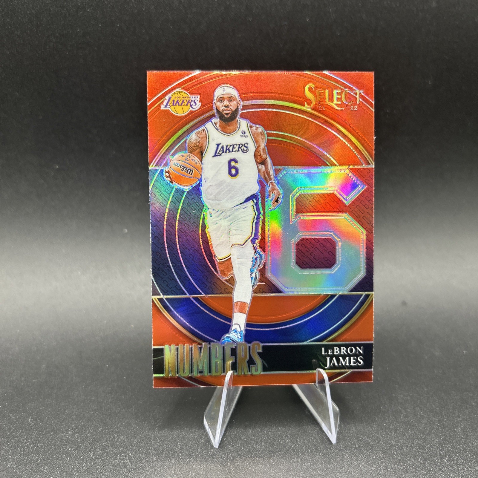 2021-22 Panini Select - Select Numbers LeBron James #6 Red Prizm