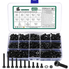 M4 Hex Socket Head Cap Screws Bolts and Nuts Washers M4-405, Black 