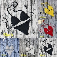 Handgefertigtes gehäkeltes Damen-Bikini-Set Strick Neckholder Bademode Beachwea