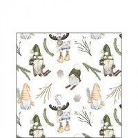 20 Papierservietten, Cocktail - Servietten Forest Gnomes | Wichtel, Zwerge