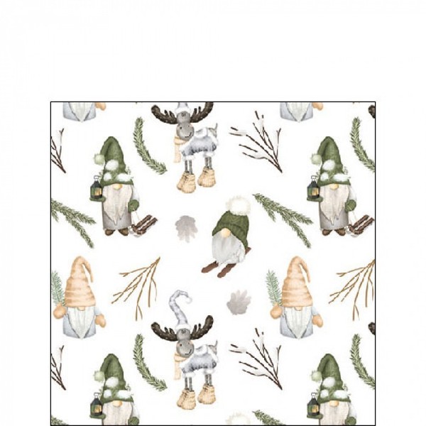 20 Papierservietten, Cocktail - Servietten Forest Gnomes | Wichtel, Zwerge-image