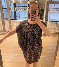 Alexander McQueen Honeycomb Print  midi Dress 100%silk Made In Italy  Size M