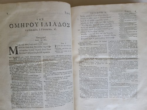 1729-1740 HOMER ILIAS & ODDYSEA 2 VOLUMES antique w/ MAPS LATIN & GREEK TEXT - Picture 12 of 18