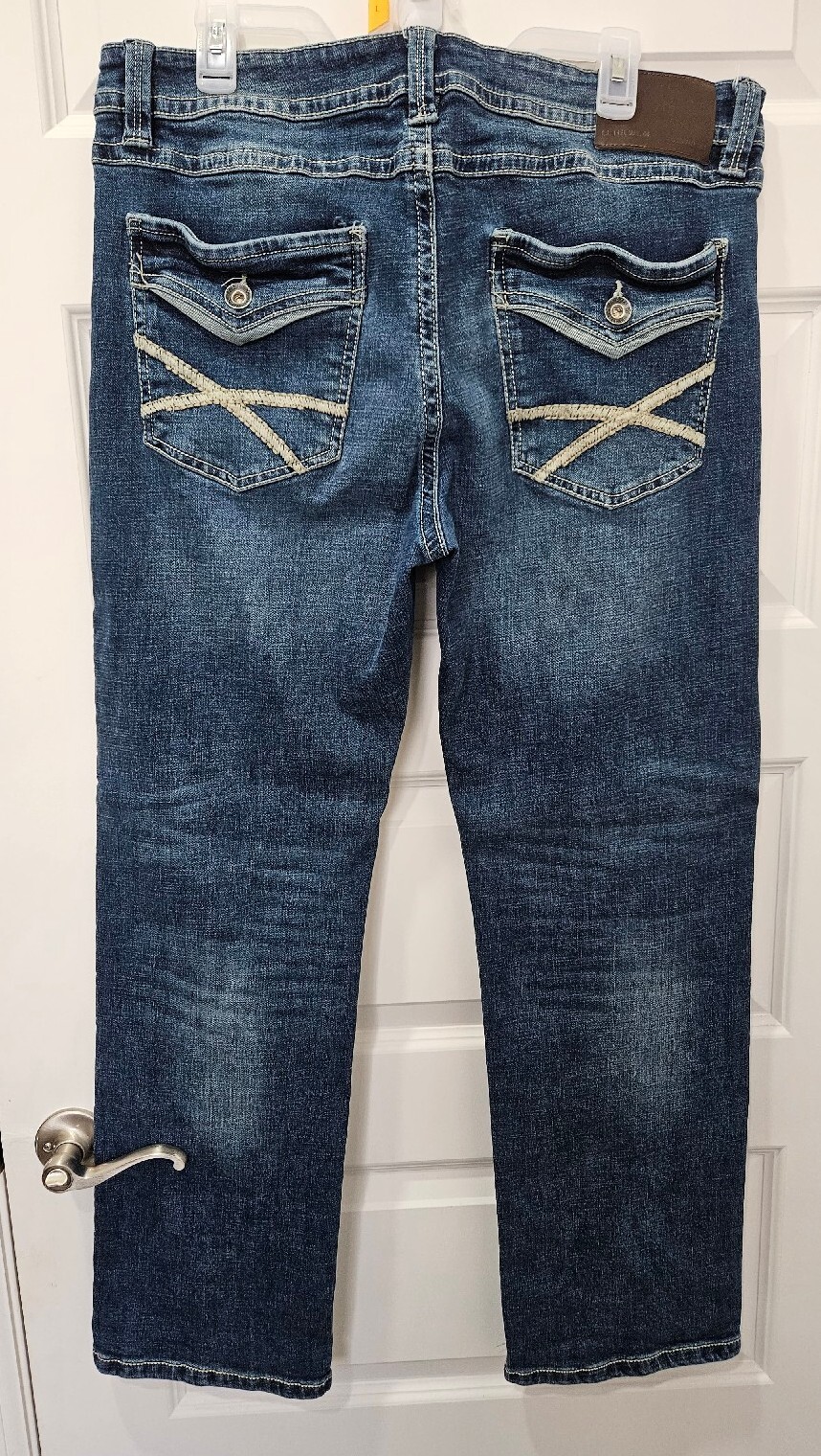 TK Axel Jeans 36x32 Men Blue Medium Wash Slim Boot Cut Flare Stretchy