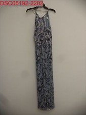 Snag, Eliza J Women's Blue Grey Watercolor Floral Halter Metallic Maxi Dress, 6