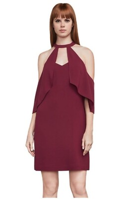NEW BCBG MAXAZRIA DURAN COLD-SHOULDER RUFFLE HALTER DRESS | eBay