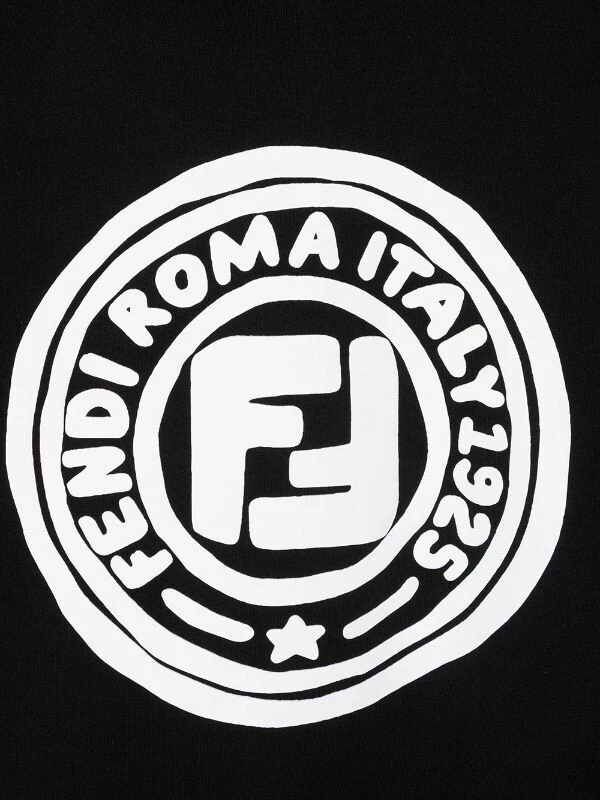 Felpa con cappuccio nuova con etichette Fendi bambini autentica unisex nera logo età 8 anni